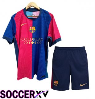 FC Barcelona Kids Home Soccer Jersey COLDPLAY Blue Red 2024/2025