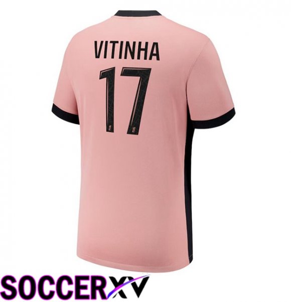 Paris PSG (Vitinha 17) Third Soccer Jersey Pink 2024/2025