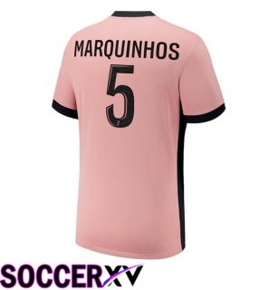 Paris PSG (Marquinhos 5) Third Soccer Jersey Pink 2024/2025