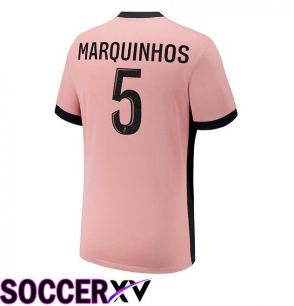 Paris PSG (Marquinhos 5) Third Soccer Jersey Pink 2024/2025