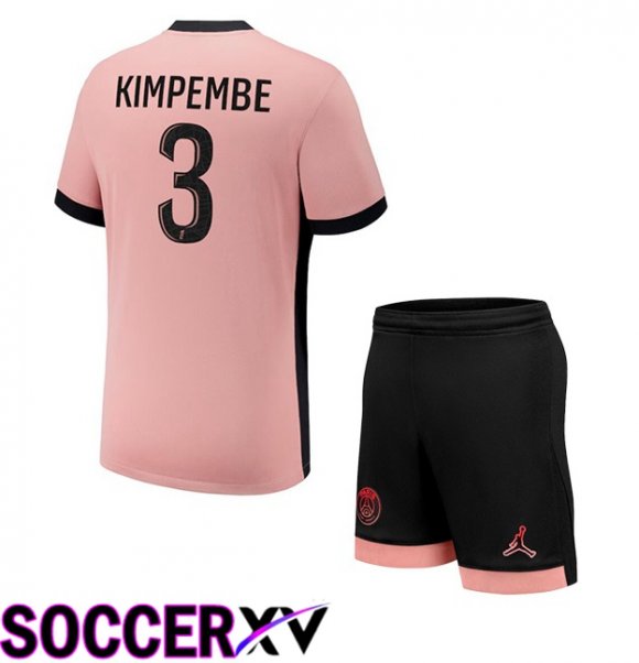 Paris PSG (Kimpembe 3) Kids Third Soccer Jersey Pink 2024/2025