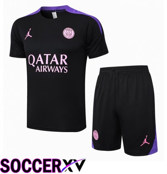 Paris PSG + Shorts kit Training T Shirt Black 2024/2025