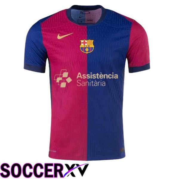 FC Barcelona Home Soccer Jersey Assistència Sanitària Blue Red 2024/2025