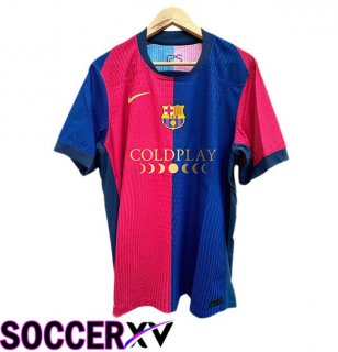 FC Barcelona Home Soccer Jersey COLDPLAY Blue Red 2024/2025