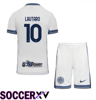 Inter Milan (LAUTARO 10) Kids Away Soccer Jersey White 2024/2025