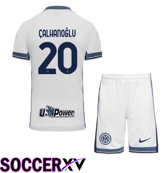 Inter Milan (ÇALHANOĞLU 20) Kids Away Soccer Jersey White 2024/2025