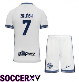 Inter Milan (ZIELIŃSKI 7) Kids Away Soccer Jersey White 2024/2025