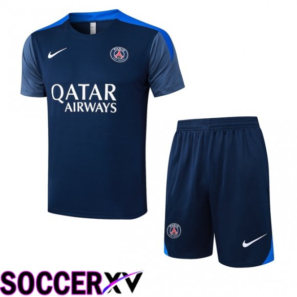 Paris PSG kit Training T Shirt + Shorts Blue Royal 2025/2026  Paris PSG kit Training T Shirt + Shorts Blue Royal 2025/2026
