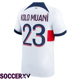 Paris PSG (Kolo Muani 23) Soccer Jersey Away White 2023/2024