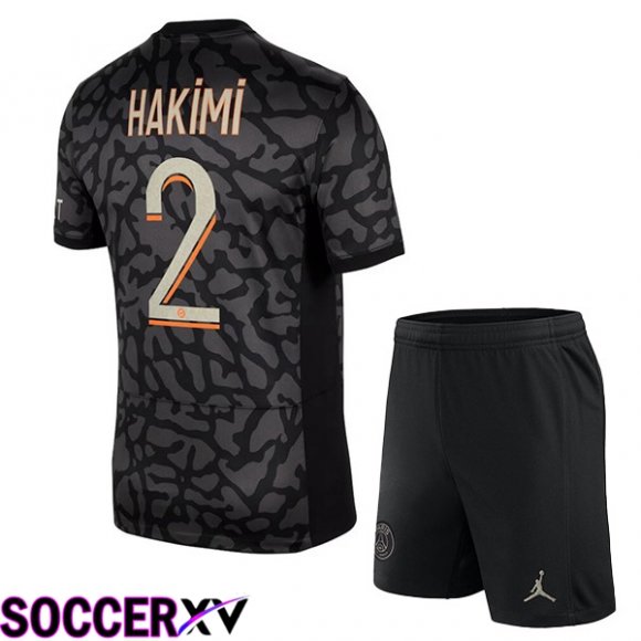 Paris PSG (Hakimi 2) Kids Soccer Jersey Third Black 2023/2024