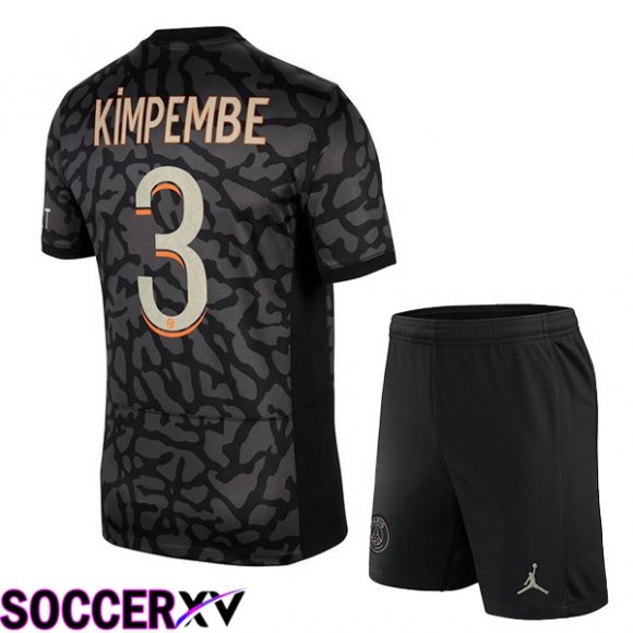 Paris PSG (Kimpembe 3) Kids Soccer Jersey Third Black 2023/2024