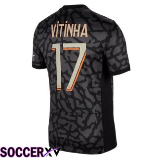 Paris PSG (Vitinha 17) Soccer Jersey Third Black 2023/2024