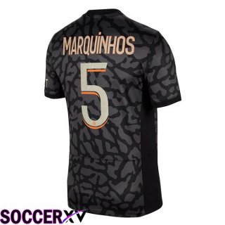 Paris PSG (Marquinhos 5) Soccer Jersey Third Black 2023/2024