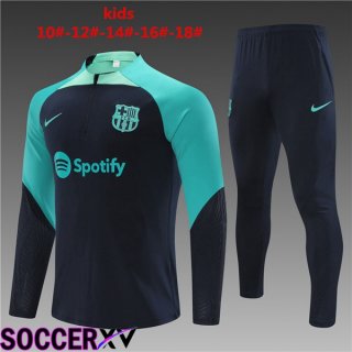 FC Barcelona Kids Training Tracksuit Suit Royal Blue Green 2023/2024