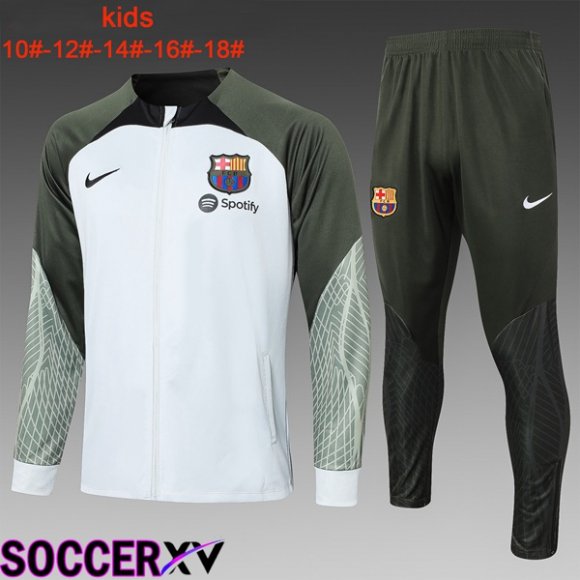 FC Barcelona Kids Training Tracksuit Suit White Green 2023/2024