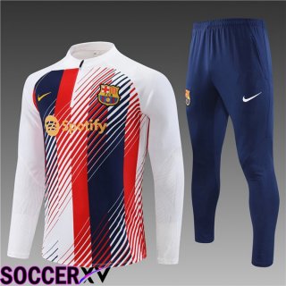 FC Barcelona Kids Training Tracksuit Suit White Red Blue 2023/2024