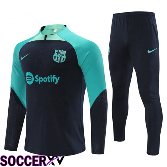 FC Barcelona Training Tracksuit Suit Royal Blue Green 2023/2024