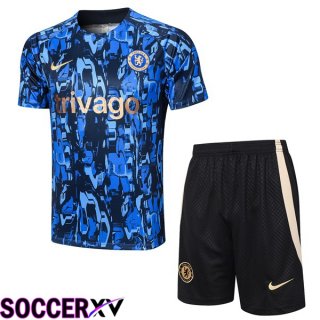 FC Chelsea Training T Shirt + Shorts Blue 2023/2024