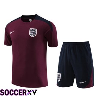 England Training T Shirt + Shorts Red 2023/2024