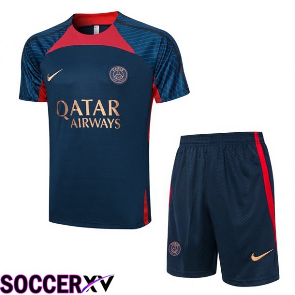 Paris PSG Training T Shirt + Shorts Royal Blue 2023/2024