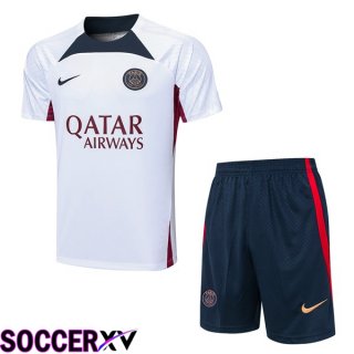 Paris PSG Training T Shirt + Shorts White 2023/2024