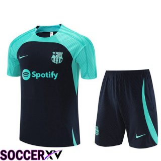 FC Barcelona Training T Shirt + Shorts Green Royal Blue 2023/2024