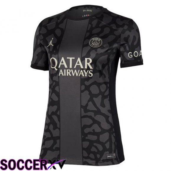 Paris PSG Womens Soccer Jersey Third Black 2023/2024