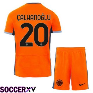 Inter Milan (ÇALHANOĞLU 20) Kids Soccer Jersey Third Orange 2023/2024