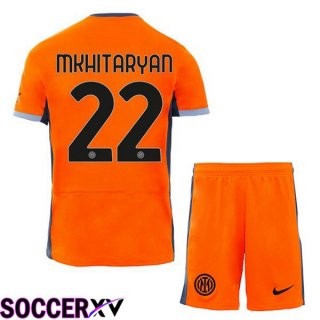 Inter Milan (MKHITARYAN 22) Kids Soccer Jersey Third Orange 2023/2024