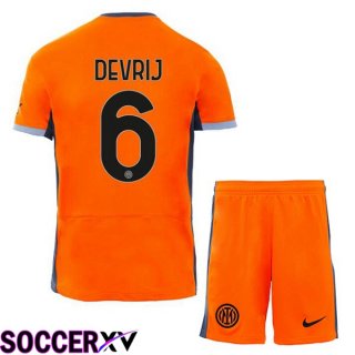 Inter Milan (DE VRIJ 6) Kids Soccer Jersey Third Orange 2023/2024