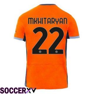 Inter Milan (MKHITARYAN 22) Soccer Jersey Third Orange 2023/2024