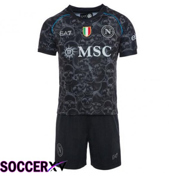 SSC Napoli Kids Soccer Jersey Halloween Black 2023/2024