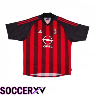 AC Milan Retro Home Soccer Jersey Red Black 2002-2003