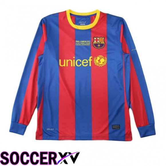 FC Barcelona Retro Home Soccer Jersey Long sleeve Blue Red 2010-2011