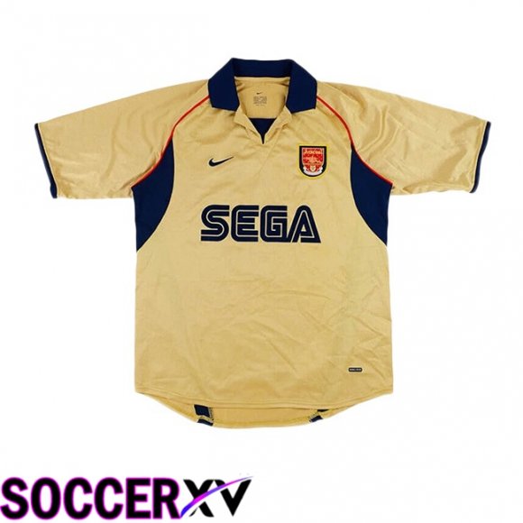 Arsenal Retro Away Soccer Jersey Yellow 2001-2002  Arsenal Retro Away Soccer Jersey Yellow 2001-2002