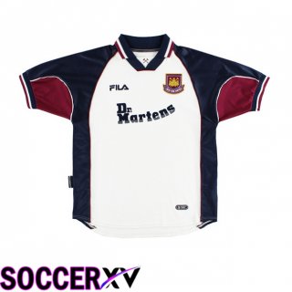 West Ham United Retro Away Soccer Jersey White Black 1999-2001  West Ham United Retro Away Soccer Jersey White Black 1999-2001