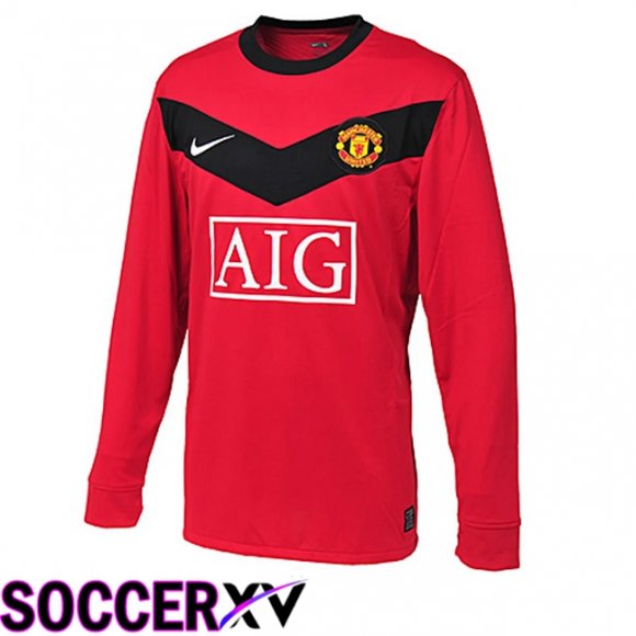 Manchester United Retro Home Soccer Jersey Long sleeve Red 2009-2010