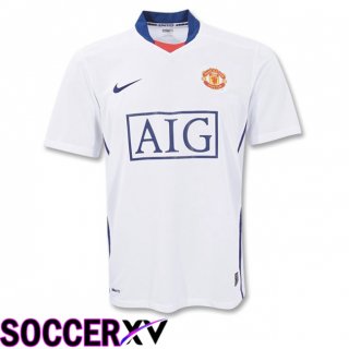 Manchester United Retro Away Soccer Jersey White 2008-2009  Manchester United Retro Away Soccer Jersey White 2008-2009
