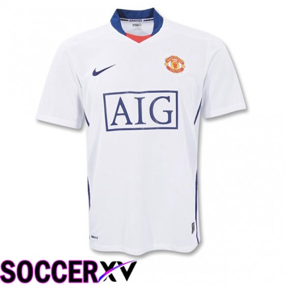 Manchester United Retro Away Soccer Jersey White 2008-2009
