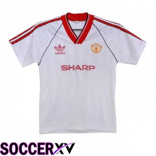 Manchester United Retro Away Soccer Jersey White 1988-1990  Manchester United Retro Away Soccer Jersey White 1988-1990