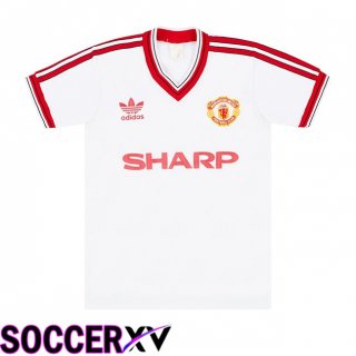 Manchester United Retro Away Soccer Jersey White 1986-1988  Manchester United Retro Away Soccer Jersey White 1986-1988