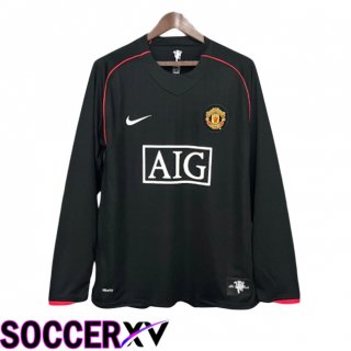 Manchester United Retro Away Soccer Jersey Long sleeve Black 2007-2008  Manchester United Retro Away Soccer Jersey Long sleeve Black 2007-2008