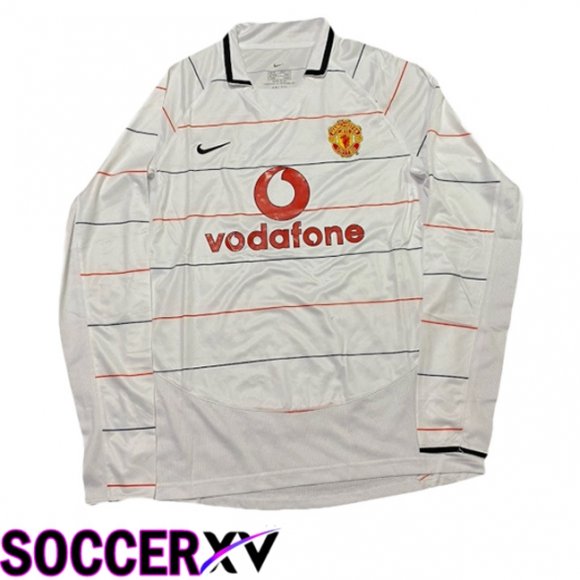 Manchester United Retro Third Soccer Jersey Long sleeve White 2003-2005