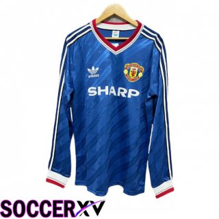 Manchester United Retro Third Soccer Jersey Long sleeve Blue 1986-1988  Manchester United Retro Third Soccer Jersey Long sleeve Blue 1986-1988