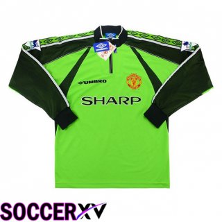 Manchester United Retro Goalkeeper Soccer Jersey Long sleeve Green 1998-1999  Manchester United Retro Goalkeeper Soccer Jersey Long sleeve Green 1998-1999
