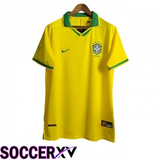 Brazil Retro Home Soccer Jersey Yellow 1997