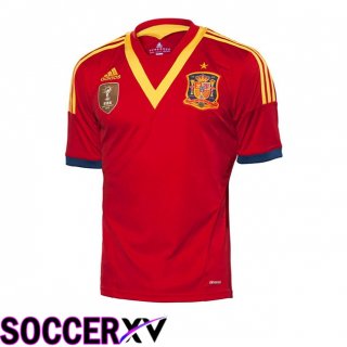 Spain Retro Home Soccer Jersey Red 2013