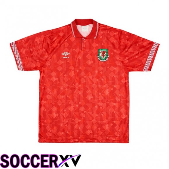 Pays de Galles Retro Home Soccer Jersey Red 1990-1991