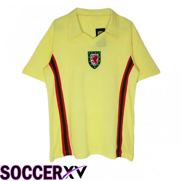 Pays de Galles Retro Away Soccer Jersey Yellow 1976-1979