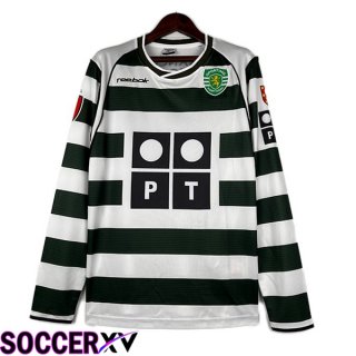 Sporting CP Retro Soccer Jersey Home Long Sleeve Green 2001-2003